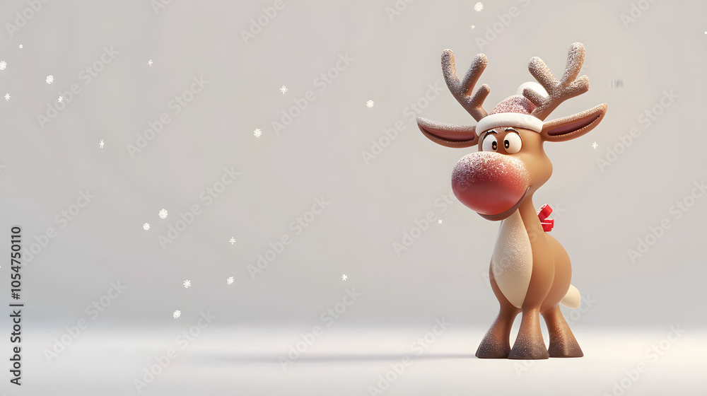 Obraz premium Reindeer Christmas isometric Cartoon 3D
