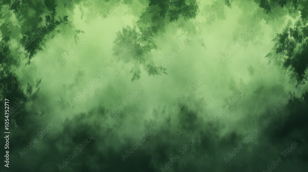 Obraz premium Soft, foggy mist overlay on a deep green background, evoking a forest-like atmosphere.