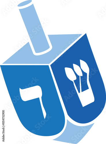 Blue dreidel toy icon
