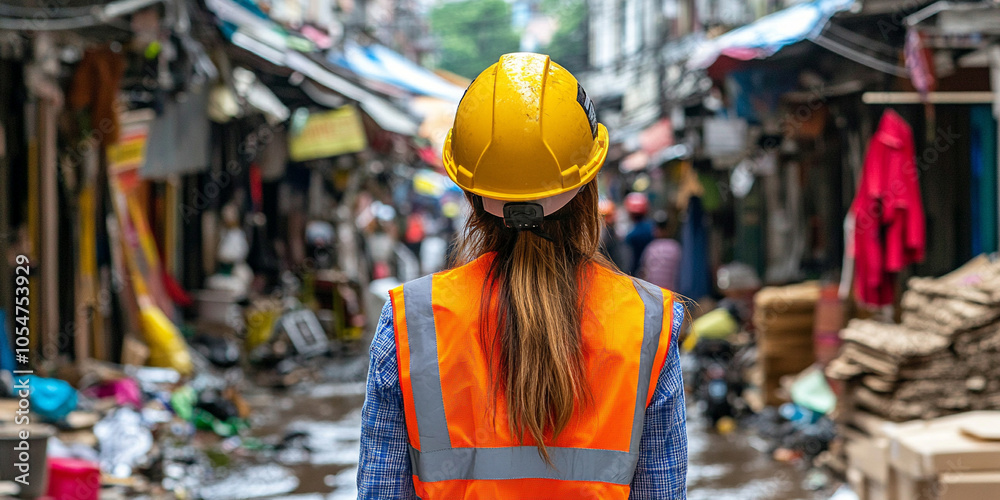 female reporter stands with her back to the camera, surrounded by a blurred urban backdrop. This image symbolizes the pursuit of truth and the power of journalism in an ever-changing world female reporter stands with her back to the camera, surrounded by a blurred urban backdrop. This image symbolizes the pursuit of truth and the power of journalism in an ever-changing world