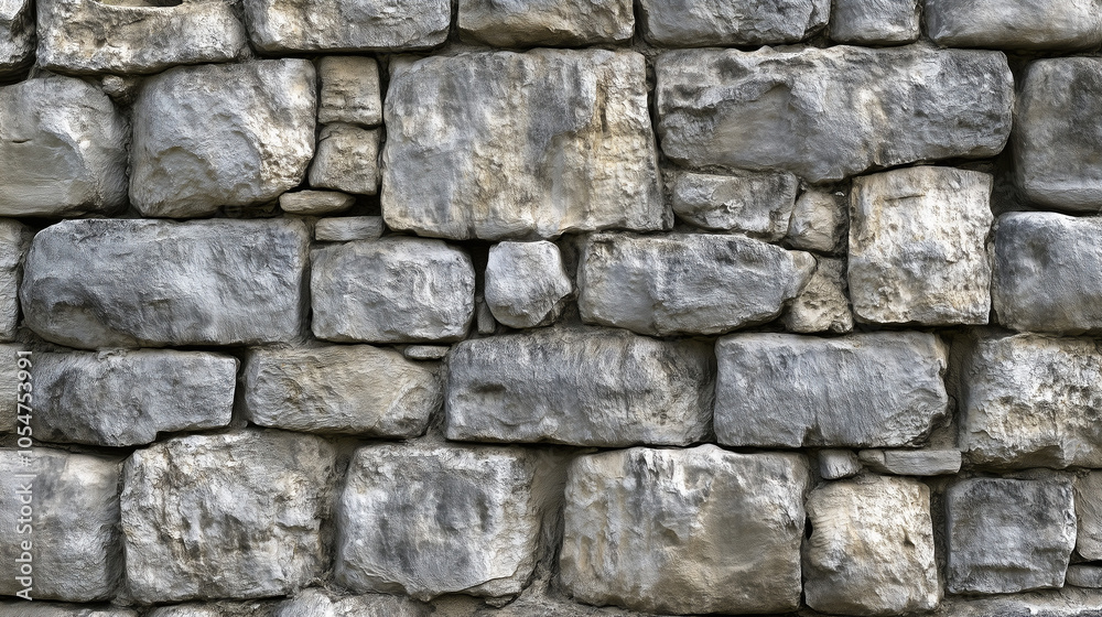 Fototapeta premium Distressed stone texture in grey and white, resembling an ancient temple wall. v3
