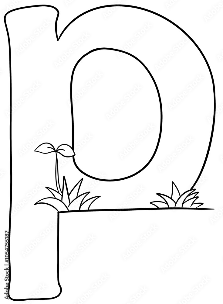 Coloring alphabet small tree theme p Coloring alphabet small tree theme p