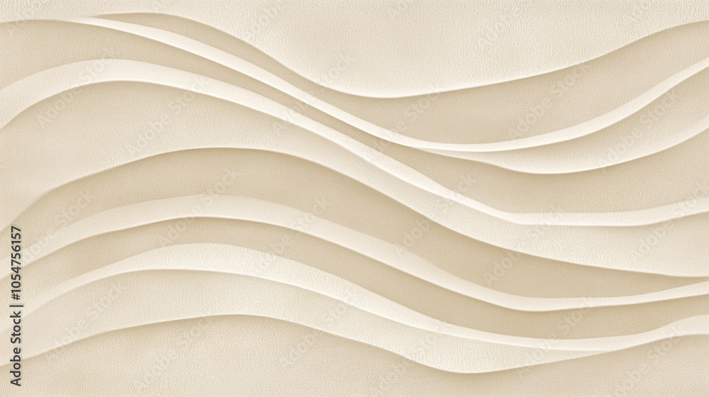 Smooth sand patterns in warm beige tones, resembling gentle beach ripples.