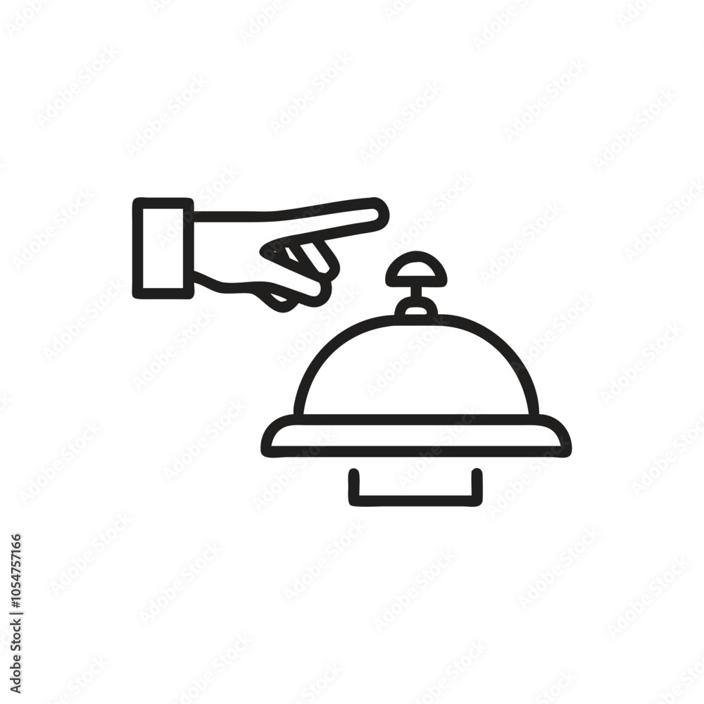 Bell Desk With Hand Icon on white background Bell Desk With Hand Icon on white background