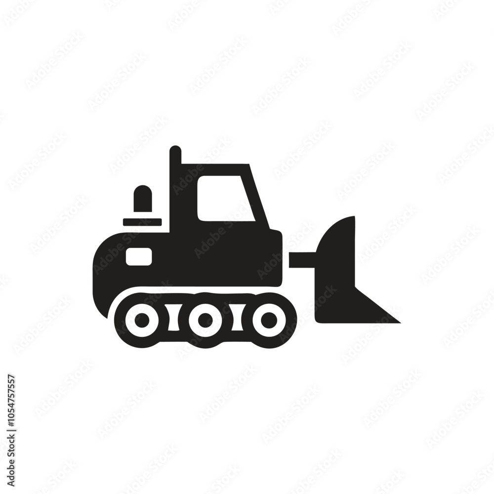 Bulldozer icon on white background Bulldozer icon on white background