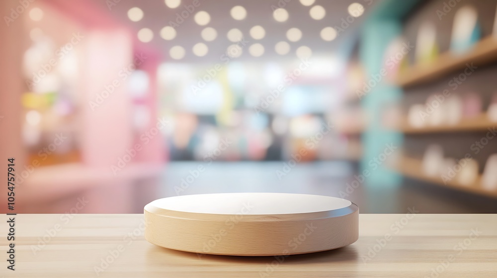 Abstract Interior Setting with Circular White Podium for Product Display : Generative AI Abstract Interior Setting with Circular White Podium for Product Display : Generative AI