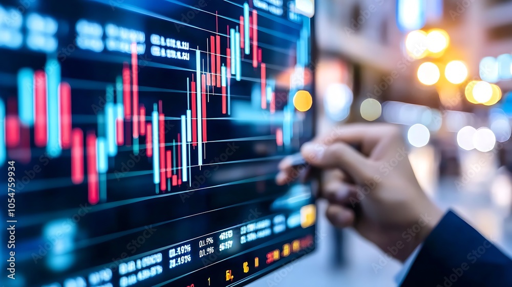 CloseUp of Financial Data on Digital Screen Showcasing Market Trends and Investment Analytics : Generative AI CloseUp of Financial Data on Digital Screen Showcasing Market Trends and Investment Analytics : Generative AI