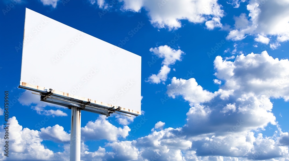 Vibrant blue sky with large white billboard for outdoor advertising space and marketing visibility : Generative AI Vibrant blue sky with large white billboard for outdoor advertising space and marketing visibility : Generative AI