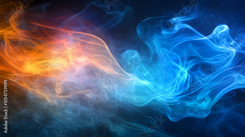 Light projections onto smoke or fog atmospheric effects. Astral Projection. Illustration