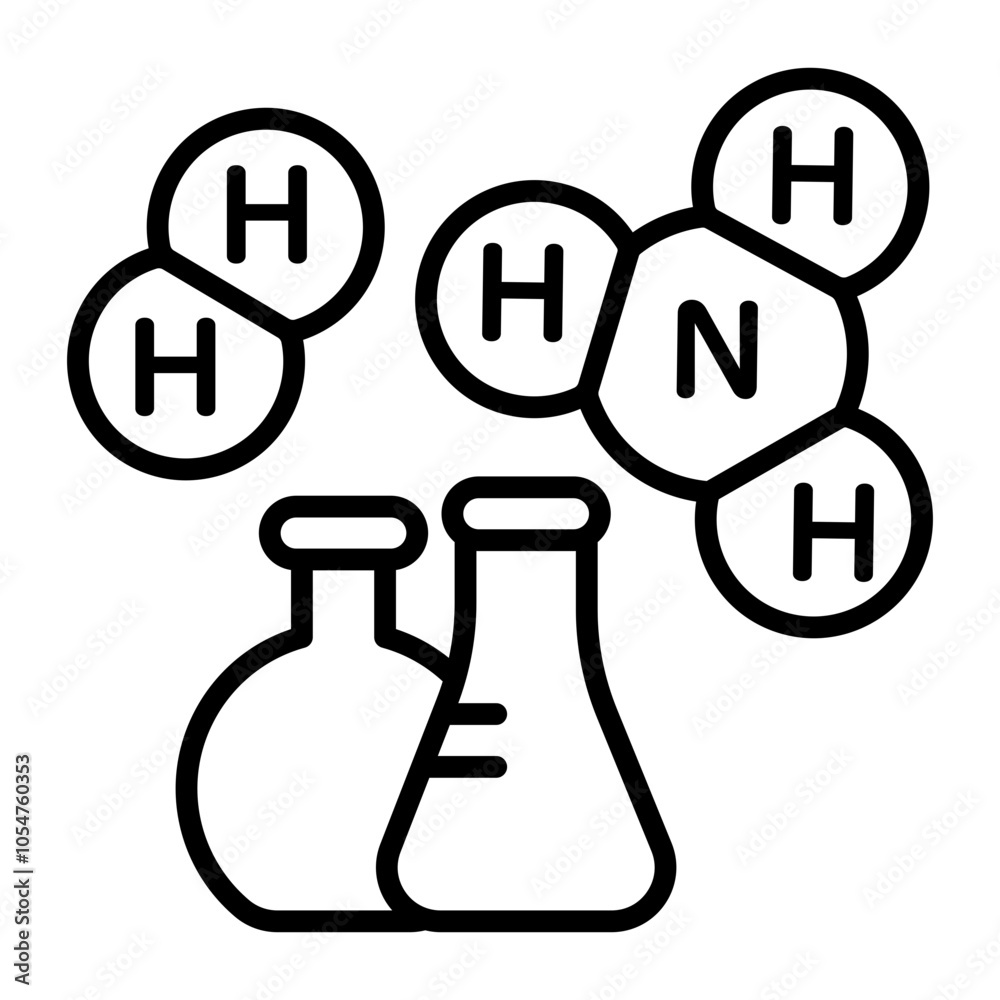 Hydrogen and ammonia research icon. Hydrogen and ammonia research icon.