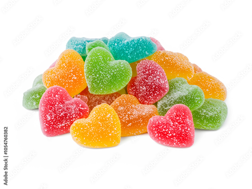 heart shaped jelly candies on white background heart shaped jelly candies on white background