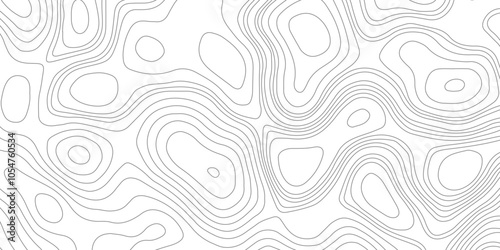 Abstract Topographic Contour Line Pattern in Black and White, Topographic map background geographic line map with elevation assignments.