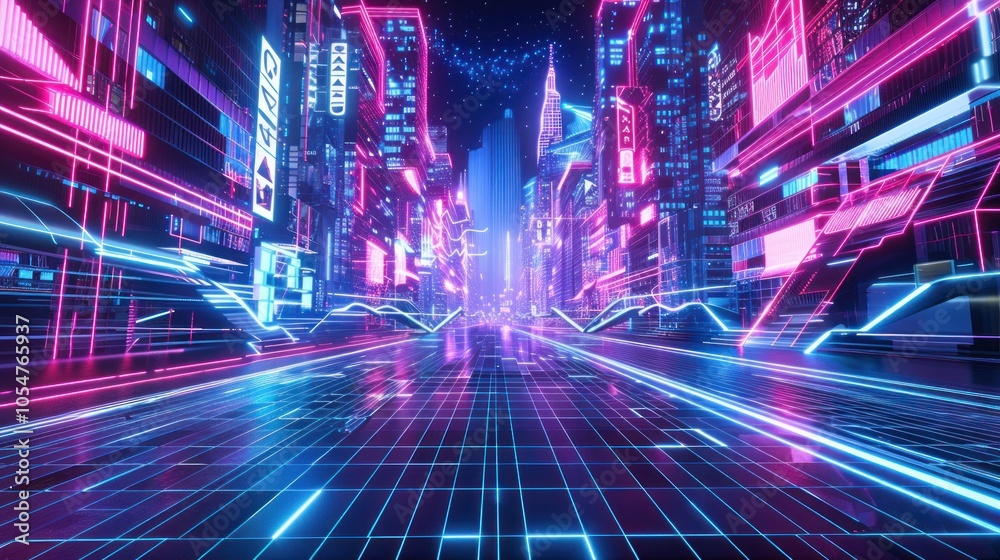 Neon Cityscape: A Futuristic Urban Scene Neon Cityscape: A Futuristic Urban Scene