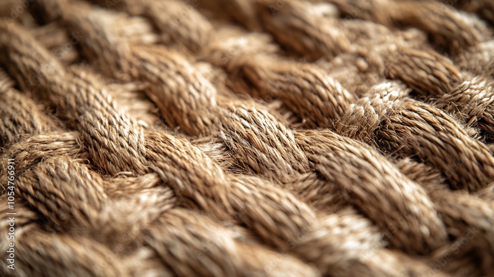 Closeup of Natural Coiled Rope Texture in Warm Earthy Tones : Generative AI