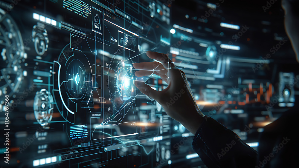 Interactive digital interface with futuristic design Interactive digital interface with futuristic design