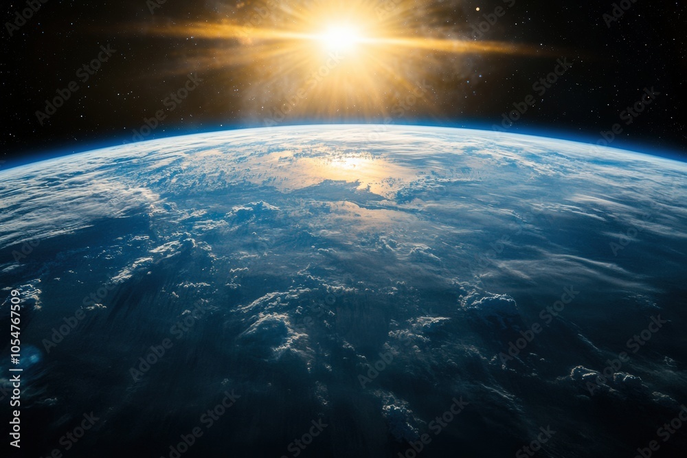 Fototapeta premium View of the Earth from space, blue planet and deep black space