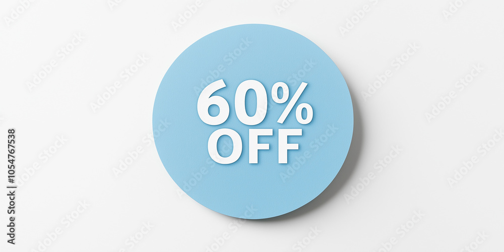 Light blue circle showing sixty percent off discount Light blue circle showing sixty percent off discount