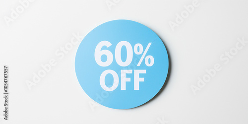 Light blue circle showing 60% off discount on white background