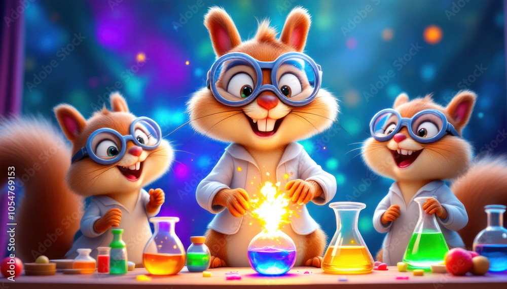 Three Squirrels Conduct a Science Experiment Three Squirrels Conduct a Science Experiment