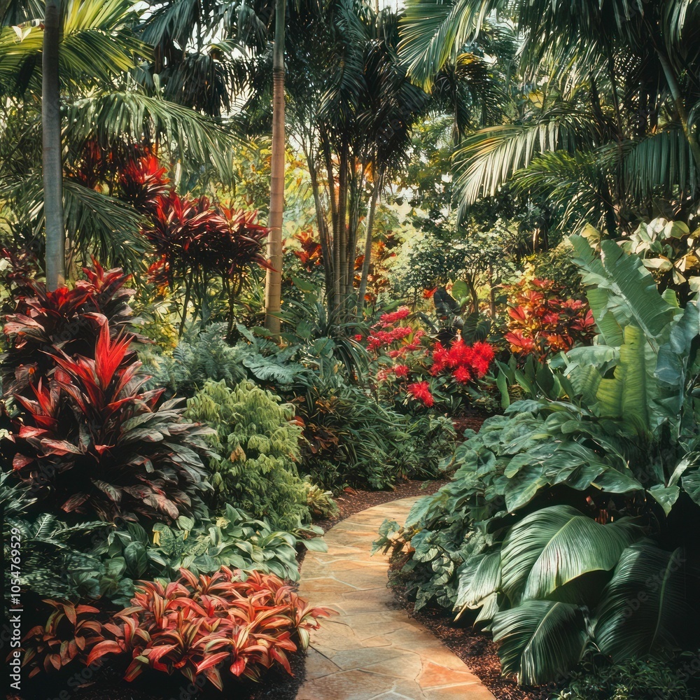 Fototapeta premium Ornamental garden with exotic plants