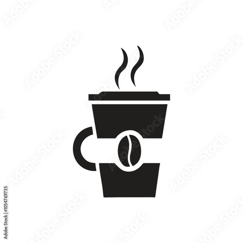 Coffee cup with steam icon on white background