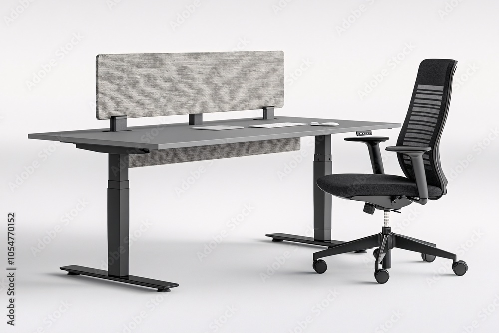 Modern Office Desk with Adjustable Height and Ergonomic Chair Modern Office Desk with Adjustable Height and Ergonomic Chair