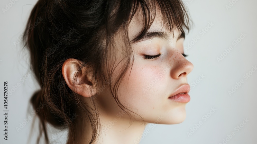 Serene Portrait of Young Woman with Natural Beauty Serene Portrait of Young Woman with Natural Beauty