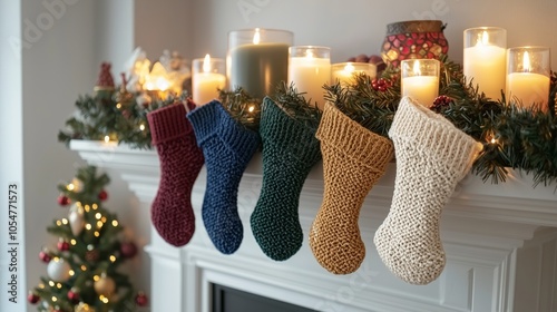 Cozy Stockings and Candles for Holiday Celebrations photo