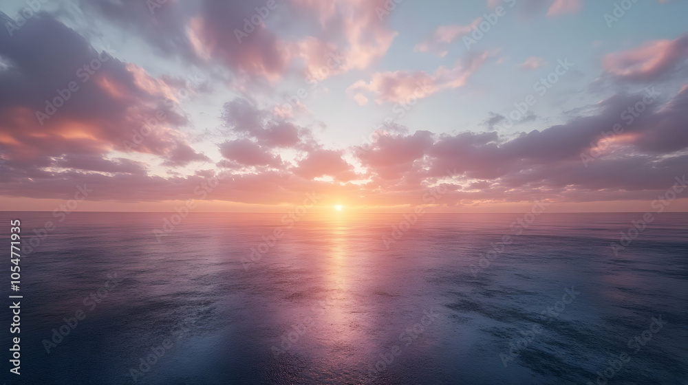 Sunset Over Ocean Water - Digital Illustration Sunset Over Ocean Water - Digital Illustration