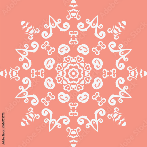 Damask Fabric Indian Arabic Geometric Pattern Design Folk Embroidery, Aztec Ornament Print. Design for Carpet, Wallpaper, Clothing, Wrapping, Fabric