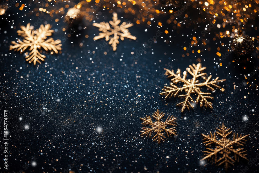 Golden golden snowflake christmas , bokeh fairy light, banner, background or greeting card, winter season. Golden golden snowflake christmas , bokeh fairy light, banner, background or greeting card, winter season.
