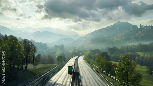 Scenic Road with Lush Mountains and Clouds