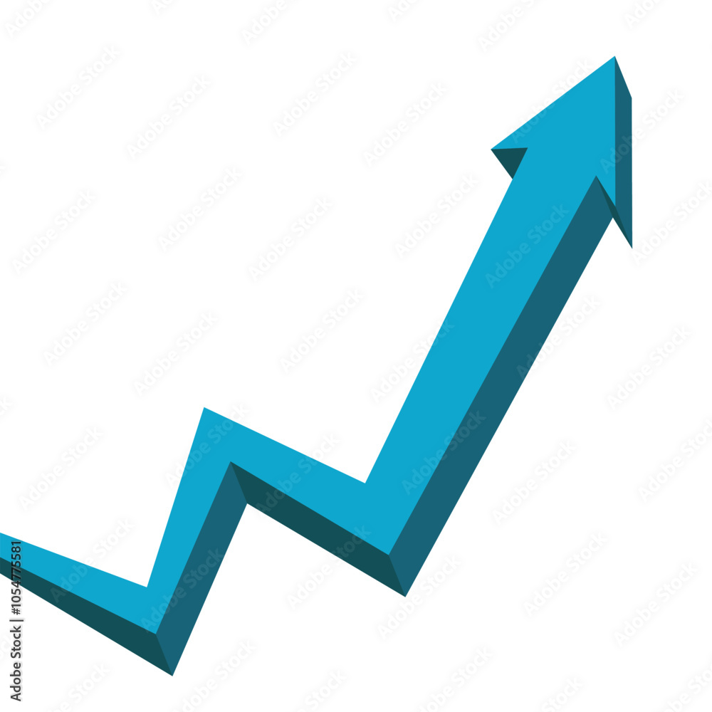 3D blue business arrow and graph stock market arrow growing pointing up on economic chart profit trending upwards financial board rises 3D blue business arrow and graph stock market arrow growing pointing up on economic chart profit trending upwards financial board rises