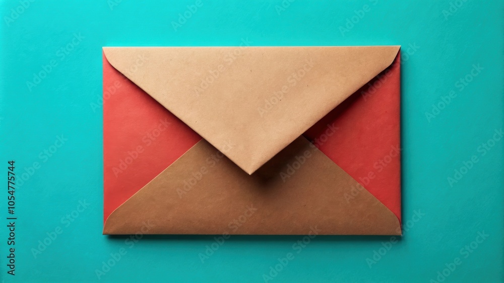 Square paper envelope in brown, teal, and red colors, brown, teal, red, square, paper, envelope, stationary Square paper envelope in brown, teal, and red colors, brown, teal, red, square, paper, envelope, stationary