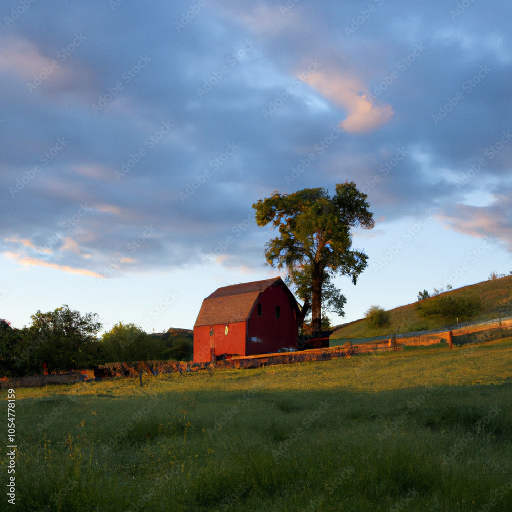 red barn in the field red barn in the field