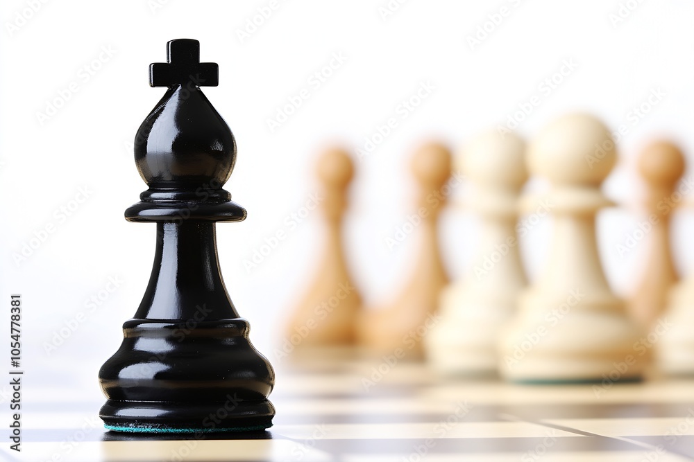 Strategic Chess Battle Black King Piece on Chessboard for Conceptual Victory and Leadership Theme : Generative AI