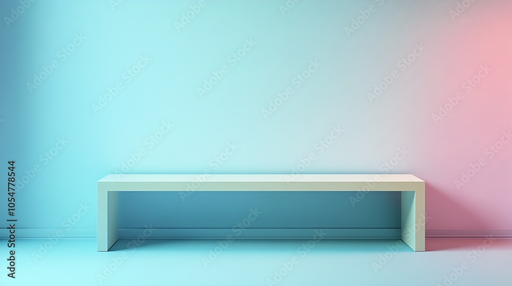 Modern Minimalist Bench with Soft Pastel Gradient Background in Contemporary Setting : Generative AI Modern Minimalist Bench with Soft Pastel Gradient Background in Contemporary Setting : Generative AI
