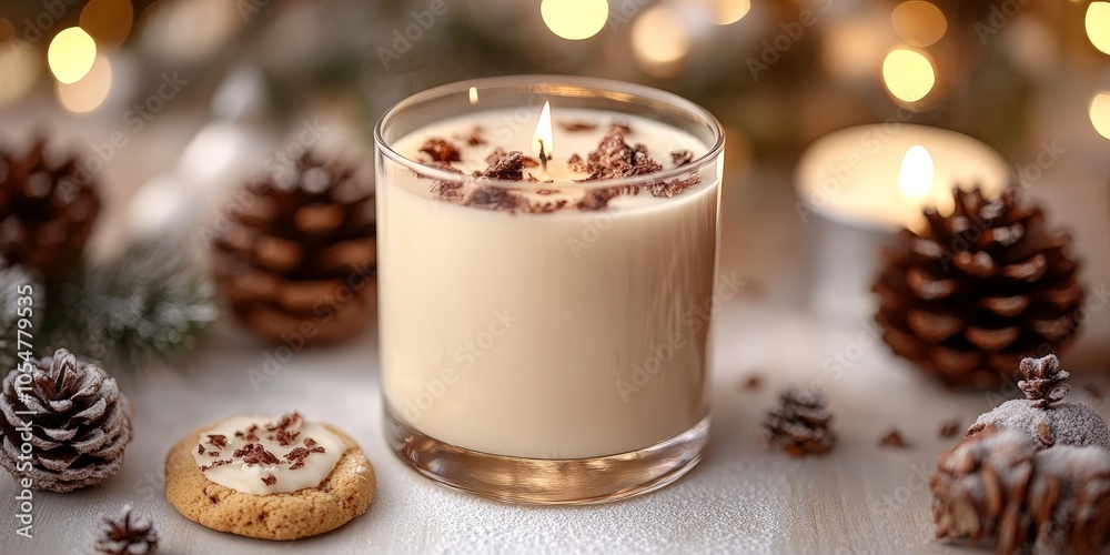 Cozy Christmas Candle with Pine Cones and Cookies Cozy Christmas Candle with Pine Cones and Cookies