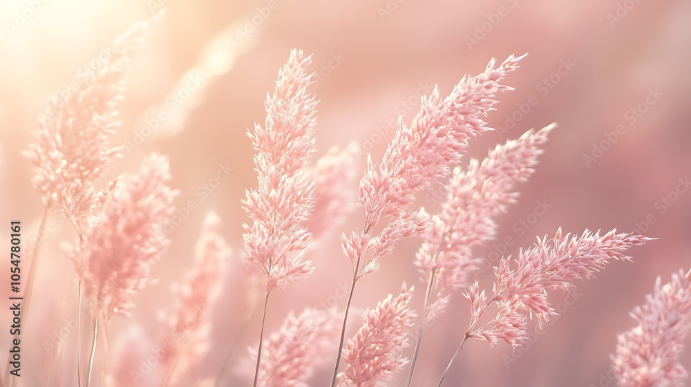 Serene CloseUp of Sunlit Pink Grasses Swaying in a Gentle Breeze for Nature Lovers : Generative AI Serene CloseUp of Sunlit Pink Grasses Swaying in a Gentle Breeze for Nature Lovers : Generative AI