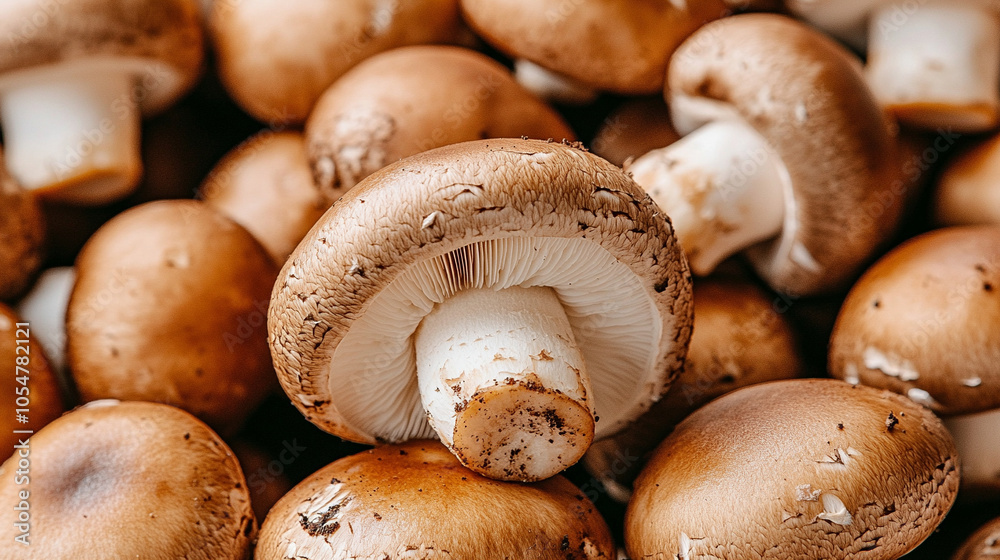 various mushrooms arranged in a flat lay on a neutral background, symbolizing nature's diversity, health, and renewal. Each variety highlights unique textures and earthy tones various mushrooms arranged in a flat lay on a neutral background, symbolizing nature's diversity, health, and renewal. Each variety highlights unique textures and earthy tones