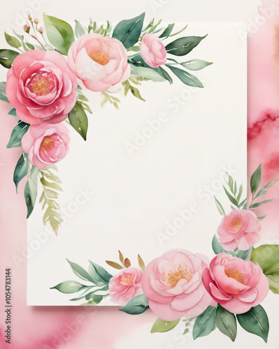 Blank wedding card adorned with floral illustrations.