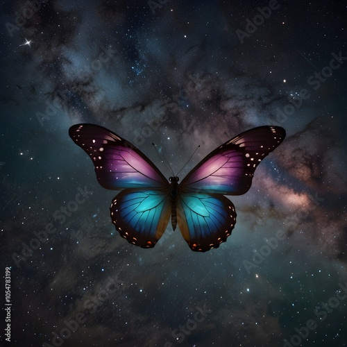 Celestial Butterfly Dreams, A Night Sky Journey.