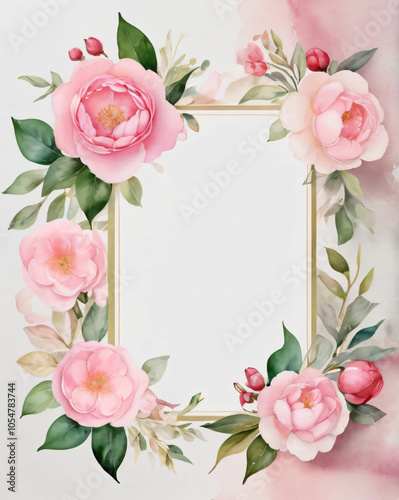 Elegant wedding invitation with soft watercolor flowers.