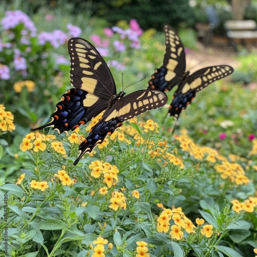 Fototapeta premium Butterfly garden with nectar-rich plants