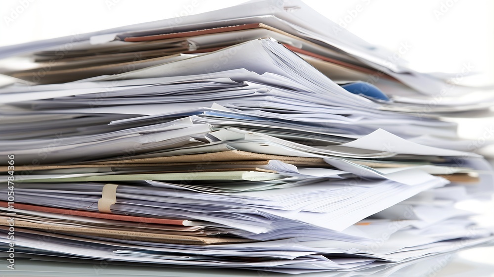 Heap of Unorganized White Office Papers for Administrative Workload : Generative AI Heap of Unorganized White Office Papers for Administrative Workload : Generative AI