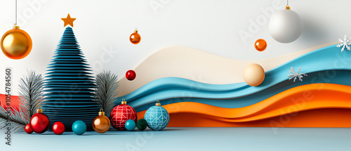 Celebrate the vibrance of the new year with a geometric christmas card design full of colorful elements and festive cheer