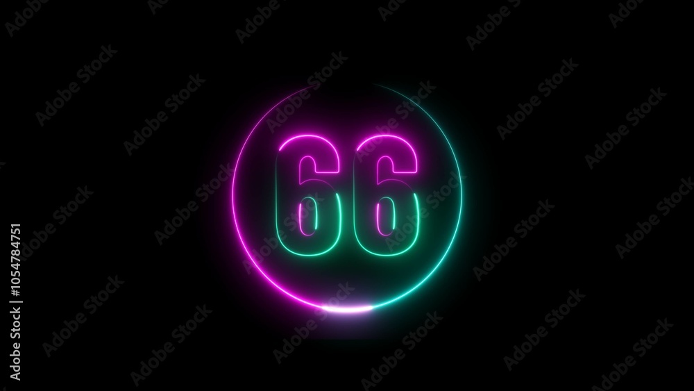 Abstract glowing neon number 66 background 4k illustration. Abstract glowing neon number 66 background 4k illustration.