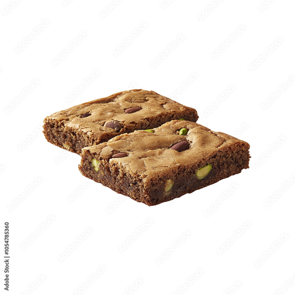 Two Brownies with Pistachios and Almonds Two Brownies with Pistachios and Almonds