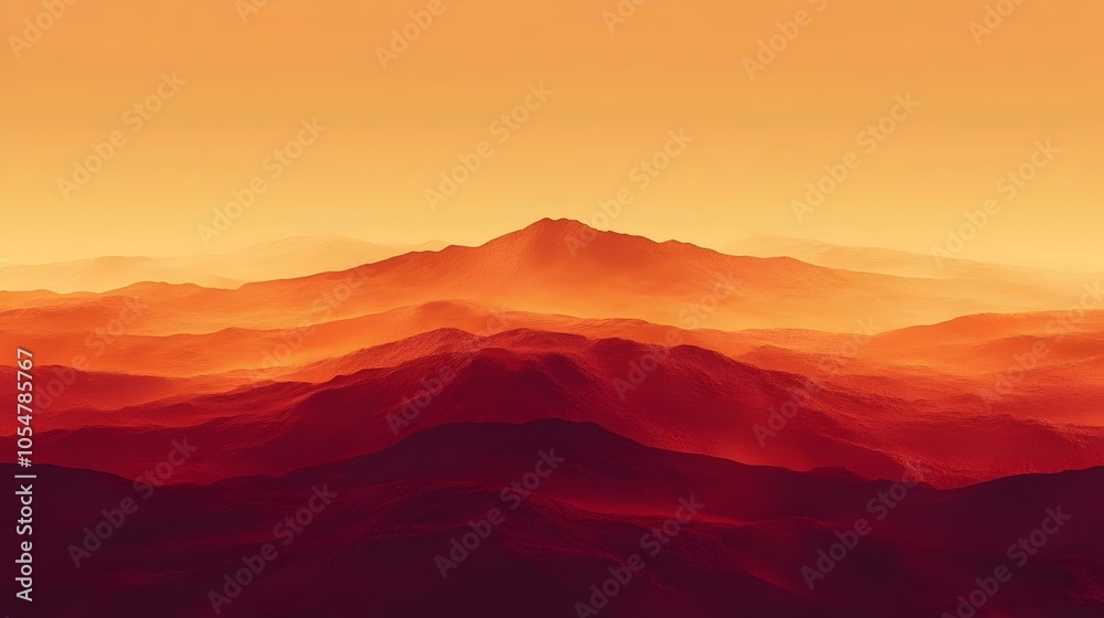 A breathtaking view of layered mountains under a warm orange sky, creating a serene yet dramatic landscape. The depth and contours evoke a sense of tranquility and wonder. A breathtaking view of layered mountains under a warm orange sky, creating a serene yet dramatic landscape. The depth and contours evoke a sense of tranquility and wonder.