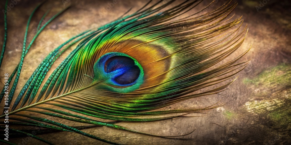 Fototapeta premium Dark green peafowl feather macro texture background, peacock, bird, beautiful, natural, abstract, pattern, wallpaper